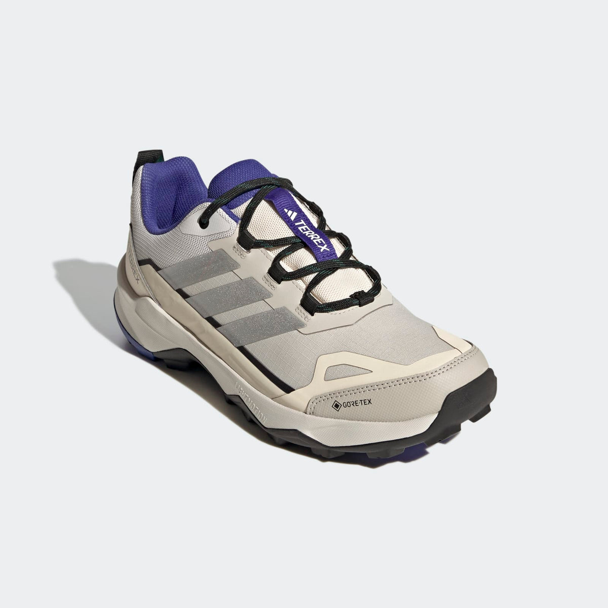 Adidas Terrex Skychaser AX5 GORE-TEX Hiking Shoes Men - Front Lateral Top View - Beige / Matte Silver / Wonder White