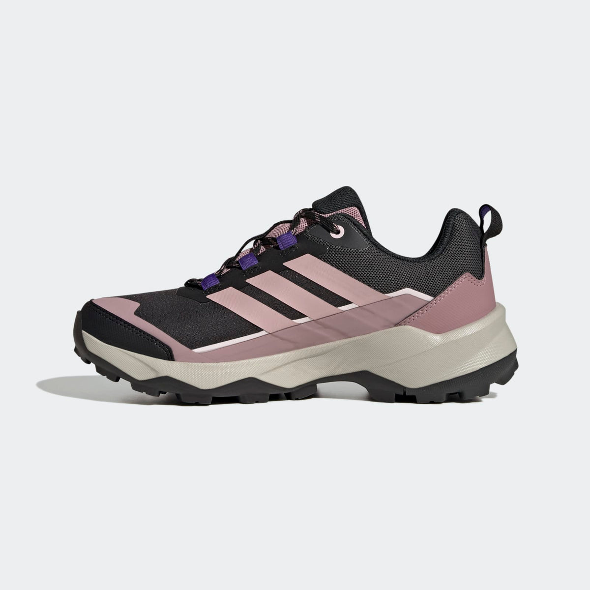 Adidas Terrex Skychaser AX5 GORE-TEX Hiking Shoes Women - Side Medial Center View - Core Black / Core Black / Dual Lilac