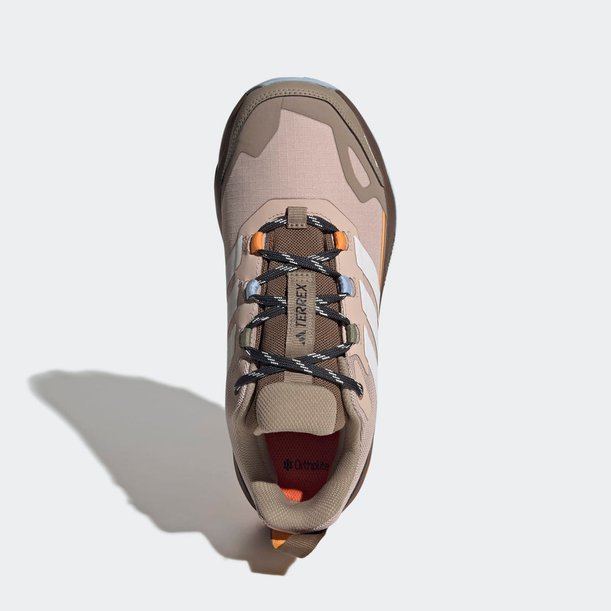 Adidas Terrex Skychaser AX5 GORE-TEX Hiking Shoes Women - Top Portrait View - Wonder Taupe / Off White / Glow Blue
