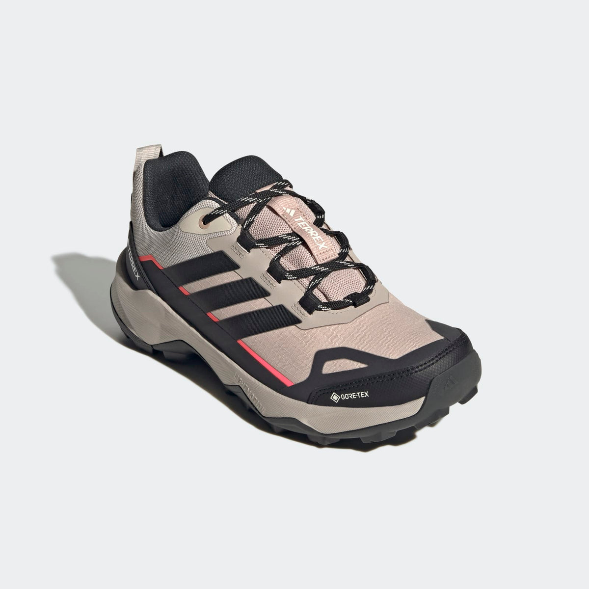 Adidas Terrex Skychaser AX5 GORE-TEX Hiking Shoes Women - Front Lateral Top View - Wonder Taupe / Core Black / Carbon