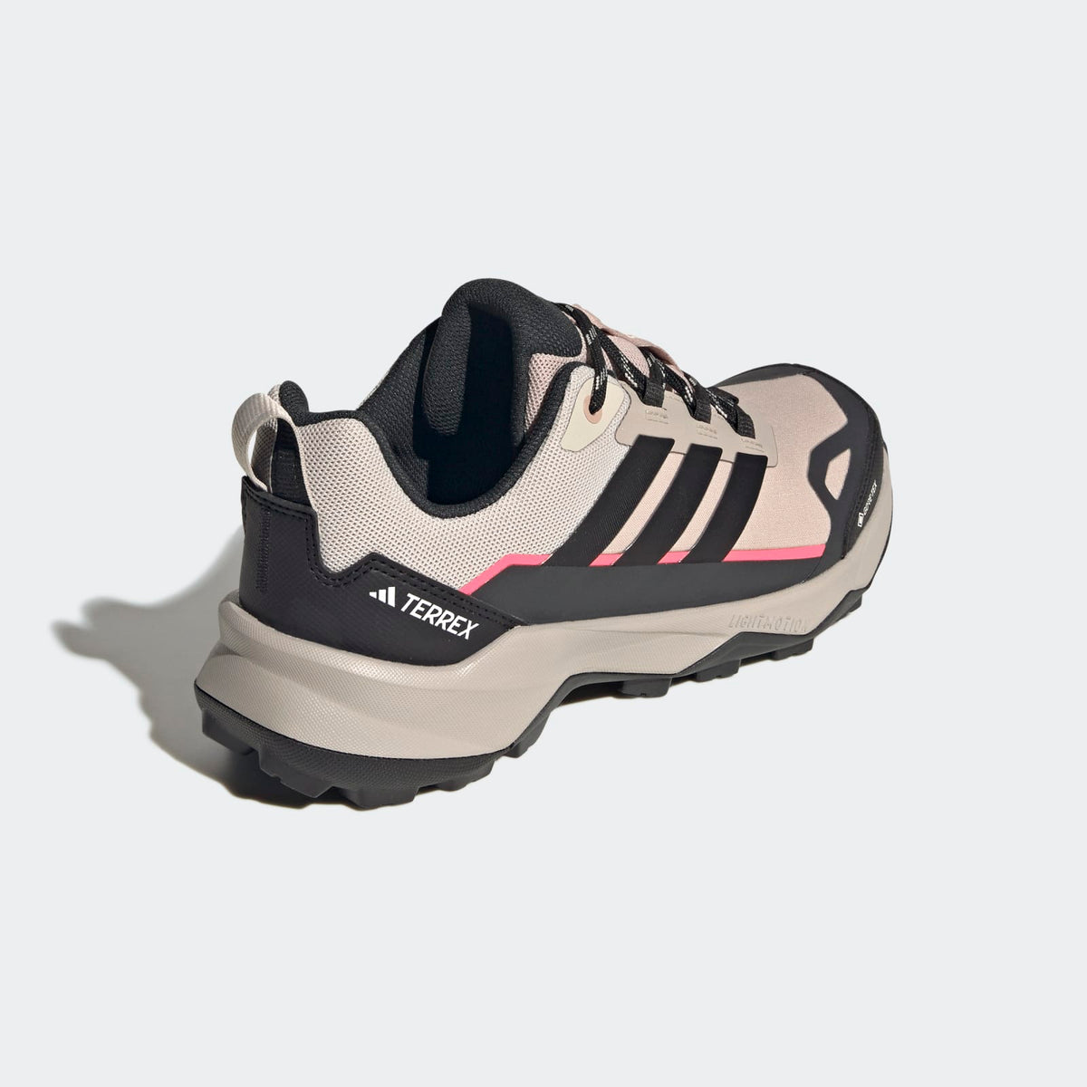 Adidas Terrex Skychaser AX5 GORE-TEX Hiking Shoes Women - Back Lateral Top View - Wonder Taupe / Core Black / Carbon