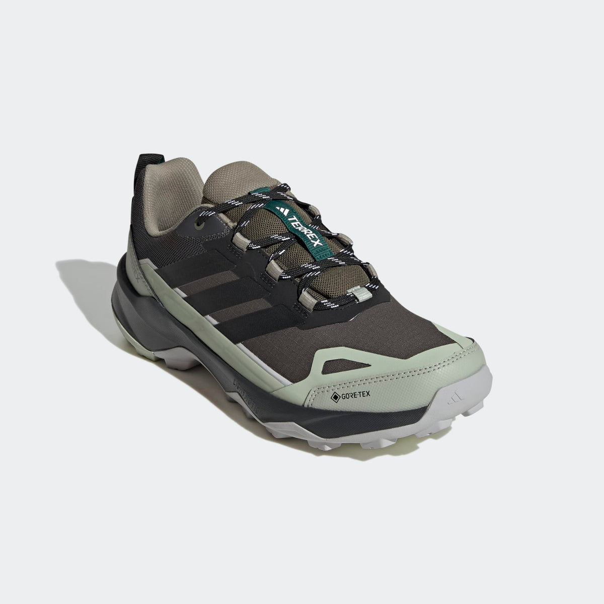 Adidas Terrex Skychaser AX5 GORE-TEX Hiking Shoes Men - Front Lateral Top View - Collegiate Green / Grey One / Carbon
