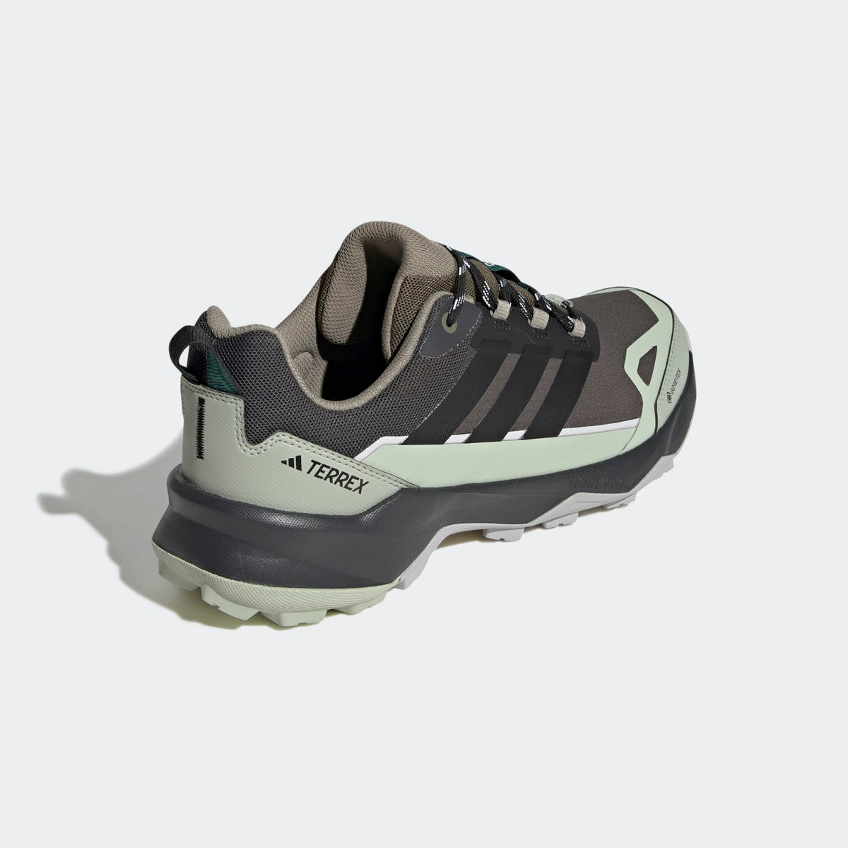Adidas Terrex Skychaser AX5 GORE-TEX Hiking Shoes Men - Back Lateral Top View - Collegiate Green / Grey One / Carbon