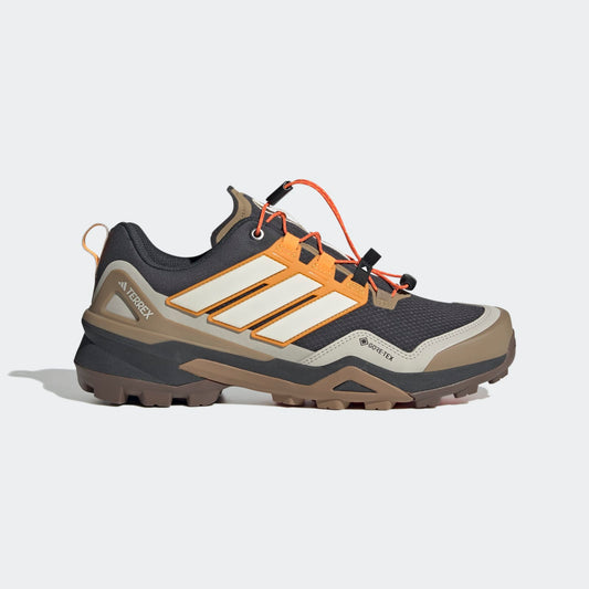 Adidas Terrex Skychaser GORE-TEX Hiking Shoes Men - Side Lateral Center View - Carbon / Off White / Pure Tangerine