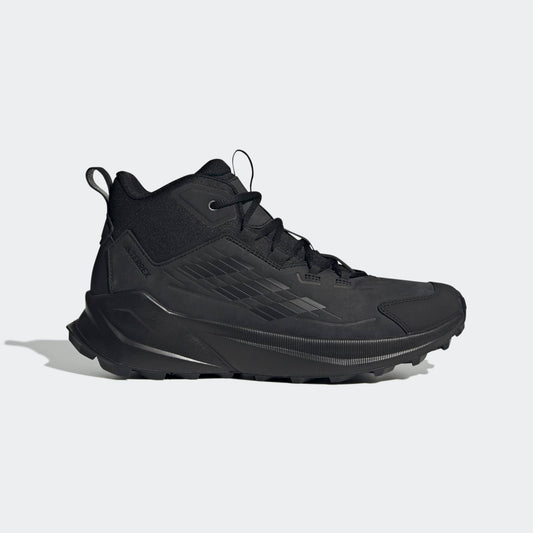 Adidas Terrex Trailmaker 2.0 Leather Hiking Shoes Men - Side Lateral Center View - Core Black / Core Black / Grey Four