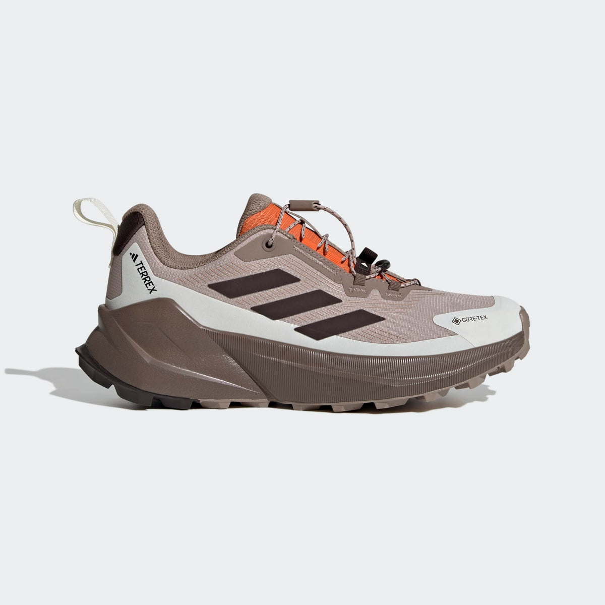 Adidas Terrex Trailmaker 2 GORE-TEX Speed Lace Hiking Shoes Women - Side Lateral Center View - Wonder Taupe / Aurora Coffee / Off White