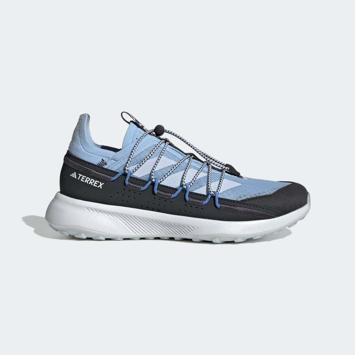 Adidas Terrex Voyager 21 Travel Shoes Women - Side Lateral Center View - Glow Blue / Crystal Sky / Carbon