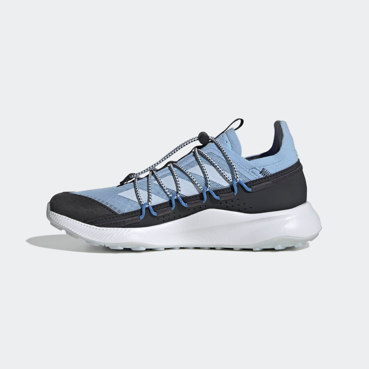 Adidas Terrex Voyager 21 Travel Shoes Women - Side Medial Center View - Glow Blue / Crystal Sky / Carbon