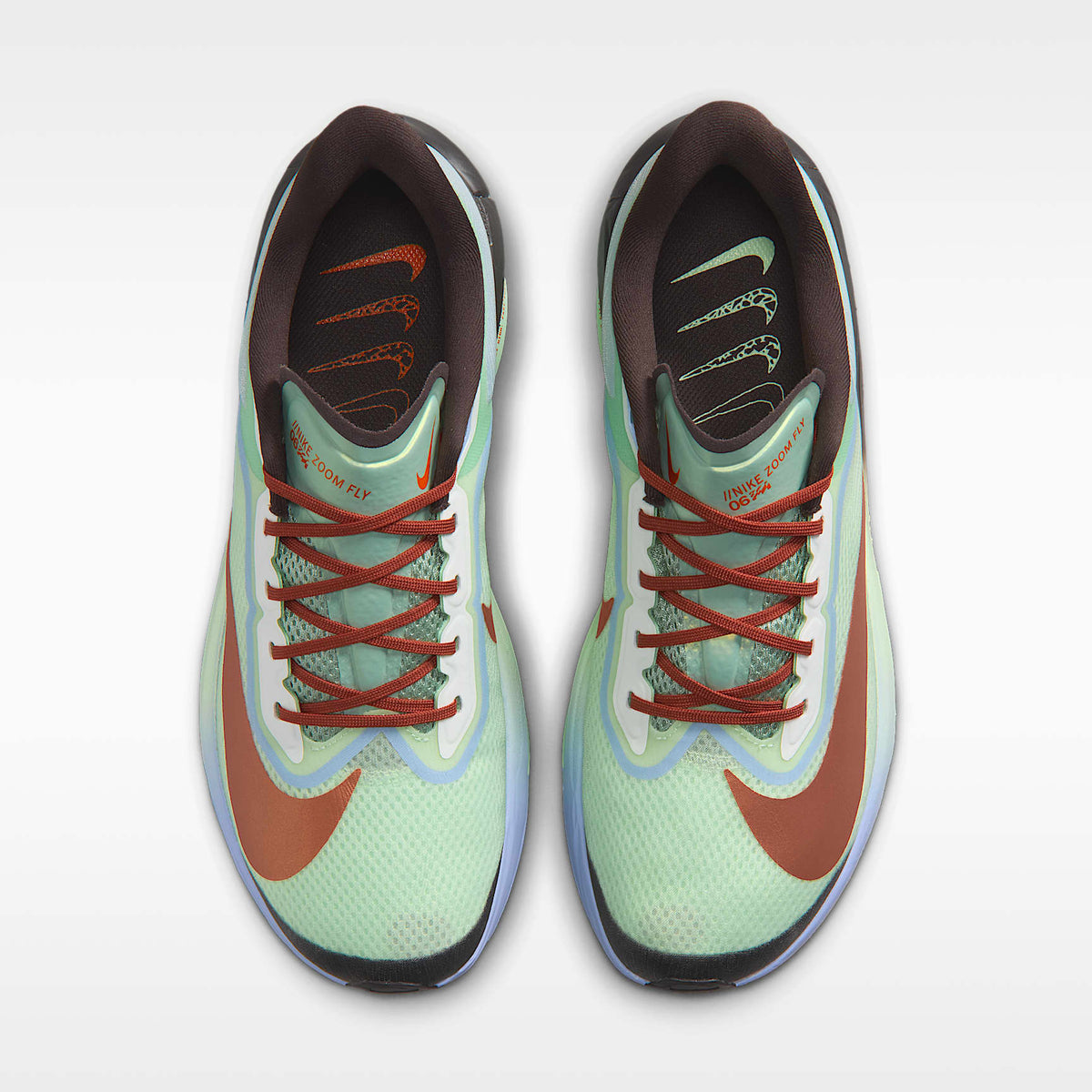 Nike Zoom Fly 6 Men product view 4 — Steam/Frosted Spruce/Purple Fade/Rugged Orange
