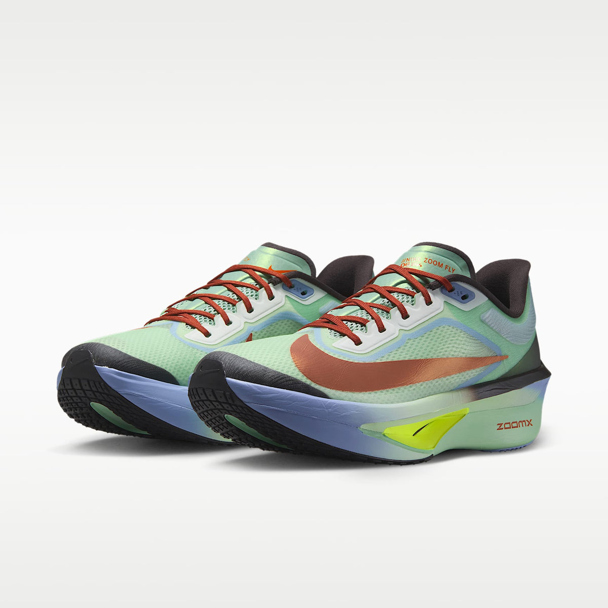 Nike Zoom Fly 6 Men product view 5 — Steam/Frosted Spruce/Purple Fade/Rugged Orange