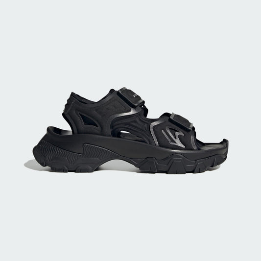 Adidas by Stella McCartney Hika Outdoor Sandals Women - Side Lateral Center View - Core Black / Core Black / Utility Black