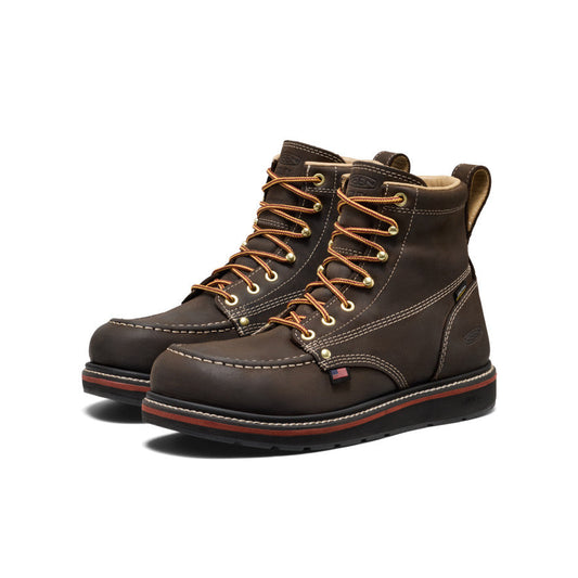 KEEN Liberty 6" Waterproof Boot (Carbon Toe) Men product view 2 — Coffee Bean/Black