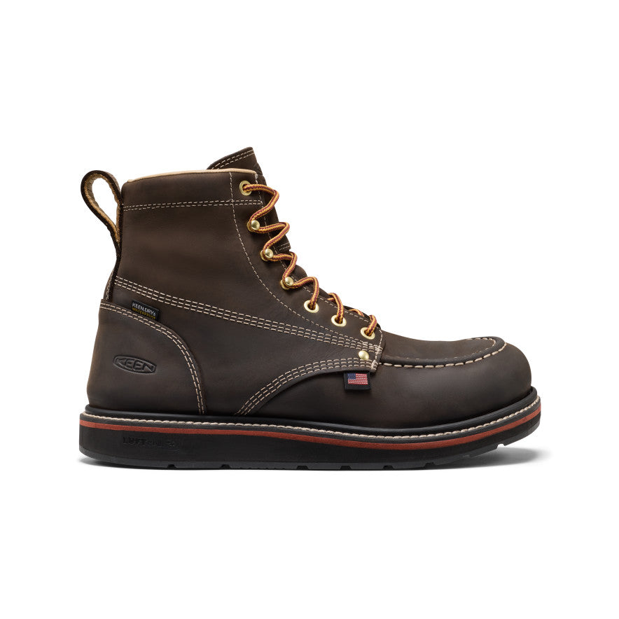 KEEN Liberty 6" Waterproof Boot (Carbon Toe) Men product view 1 — Coffee Bean/Black