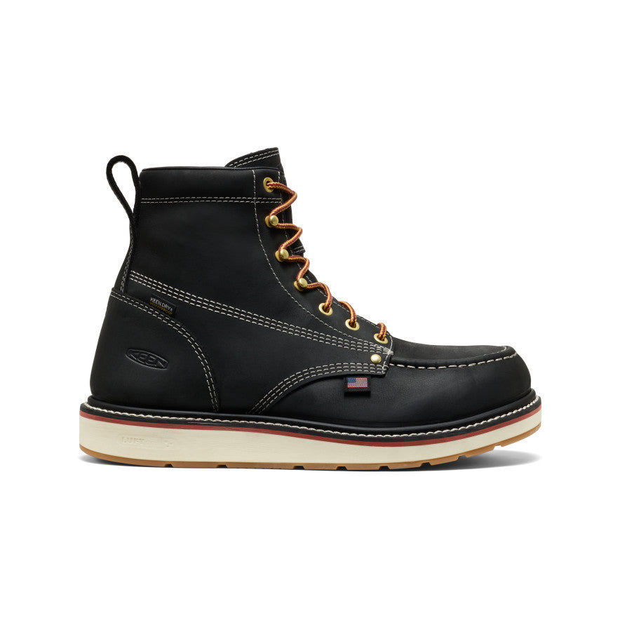 KEEN Liberty 6" Waterproof Boot (Carbon Toe) Men product view 1 — Black/Gum