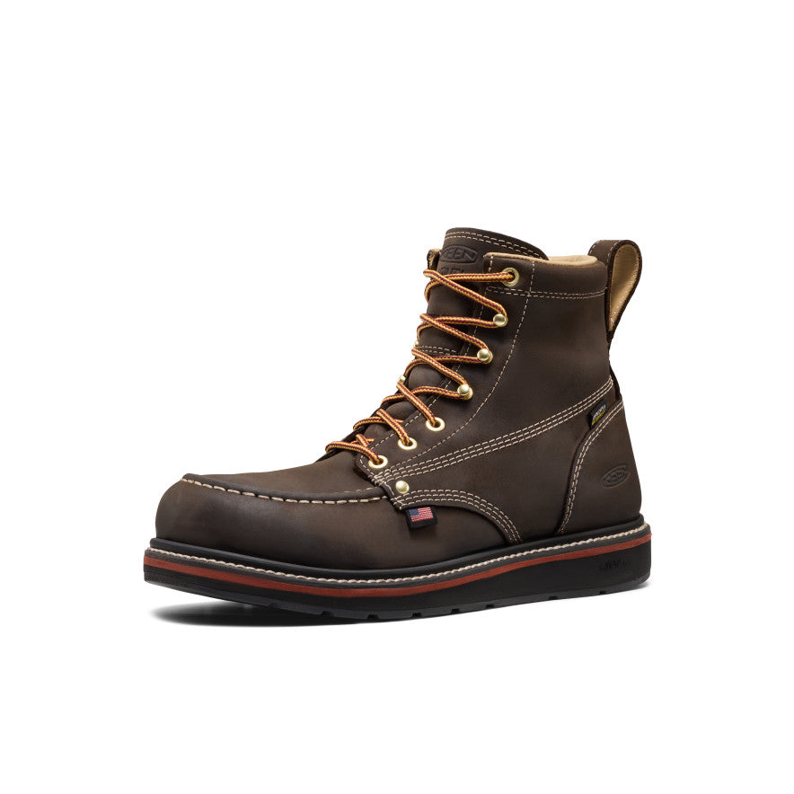 KEEN Liberty 6" Waterproof Boot (Carbon Toe) Men product view 3 — Coffee Bean/Black