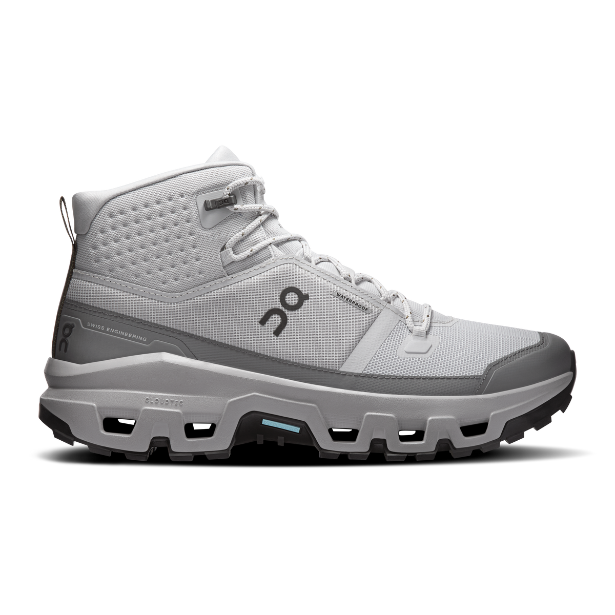 On Cloudrock Mid Waterproof Men product view 1 — Glacier | Alloy