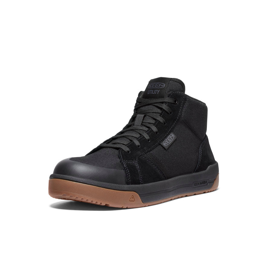 KEEN Kenton Mid Work Shoe (Carbon Toe) Men product view 3 — Black/Gum