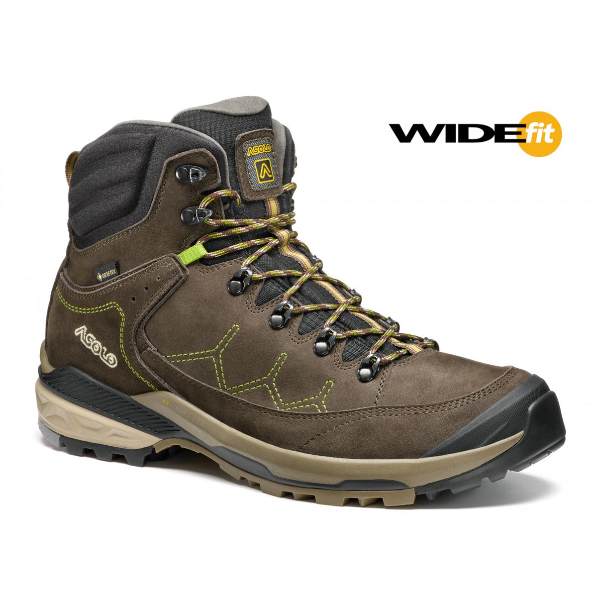 Asolo Falcon EVO NBK Wide Fit – Men's product view 1 — DARK BROWN / LIME