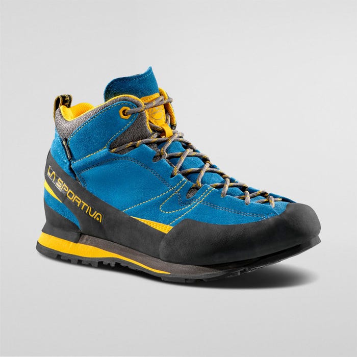 La Sportiva Boulder X Mid GTX Unisex product view 1 — Blue/Yellow