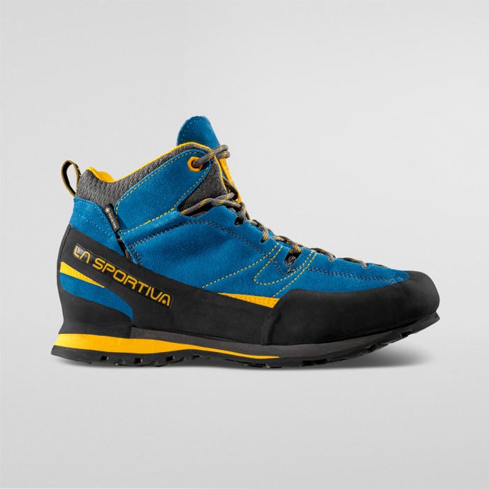 La Sportiva Boulder X Mid GTX Unisex product view 3 — Blue/Yellow