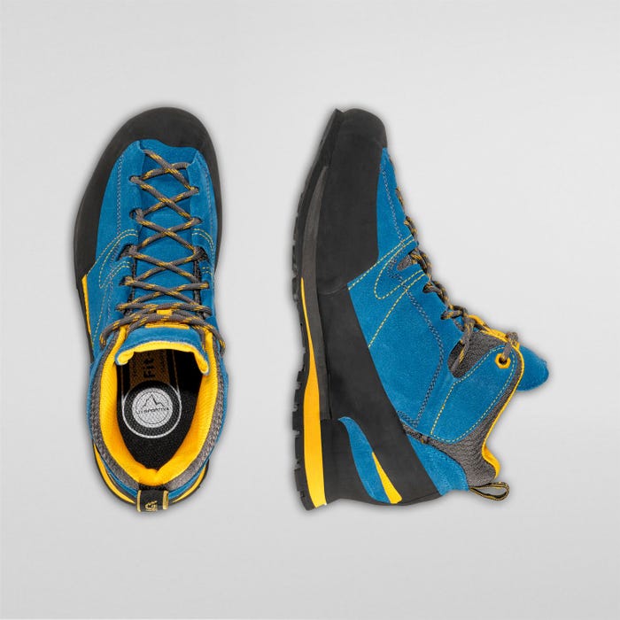 La Sportiva Boulder X Mid GTX Unisex product view 4 — Blue/Yellow