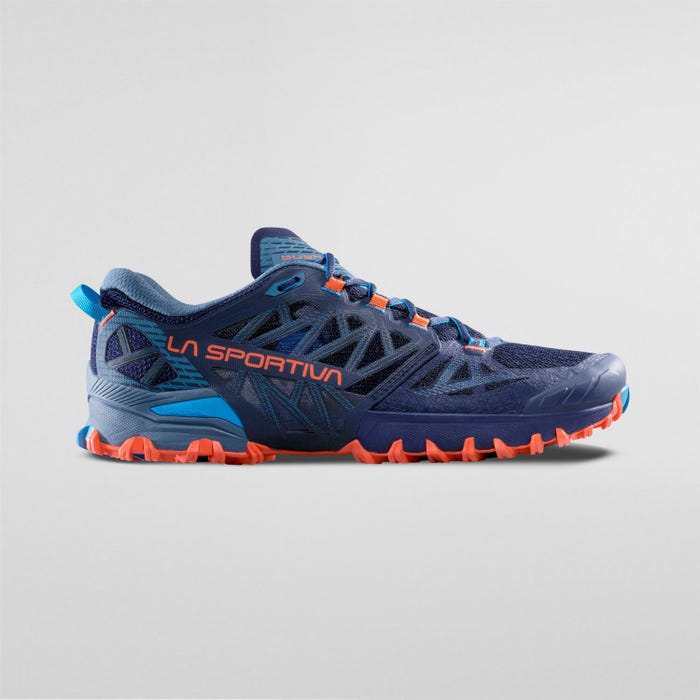 La Sportiva Bushido III Wide Men product view 3 — Deep Sea/Cherry Tomato
