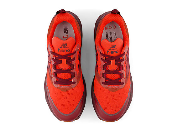 New Balance Fresh Foam X Hierro v9 Men product view 4 — Neo Flame / Mulled Wine