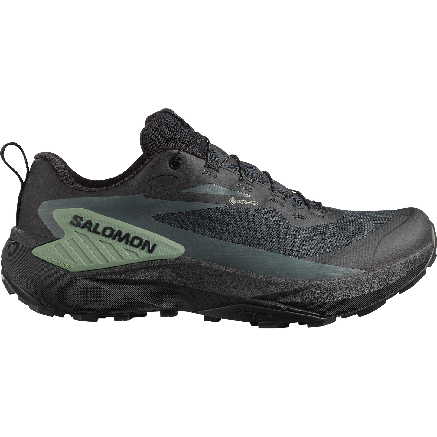 Salomon Genesis GORE-TEX Men product view 1 — Black / Agave Green / Urban Chic