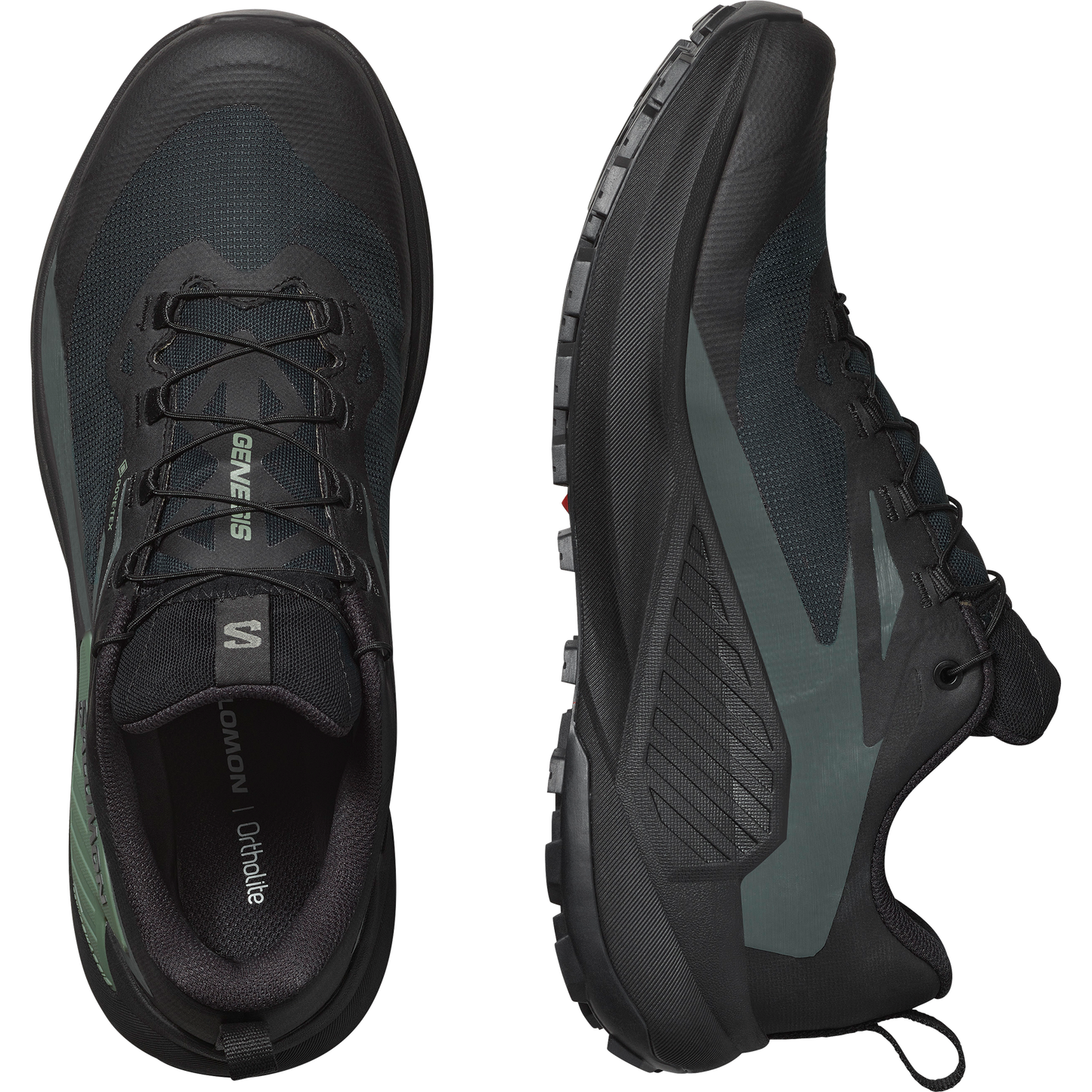 Salomon Genesis GORE-TEX Men product view 2 — Black / Agave Green / Urban Chic