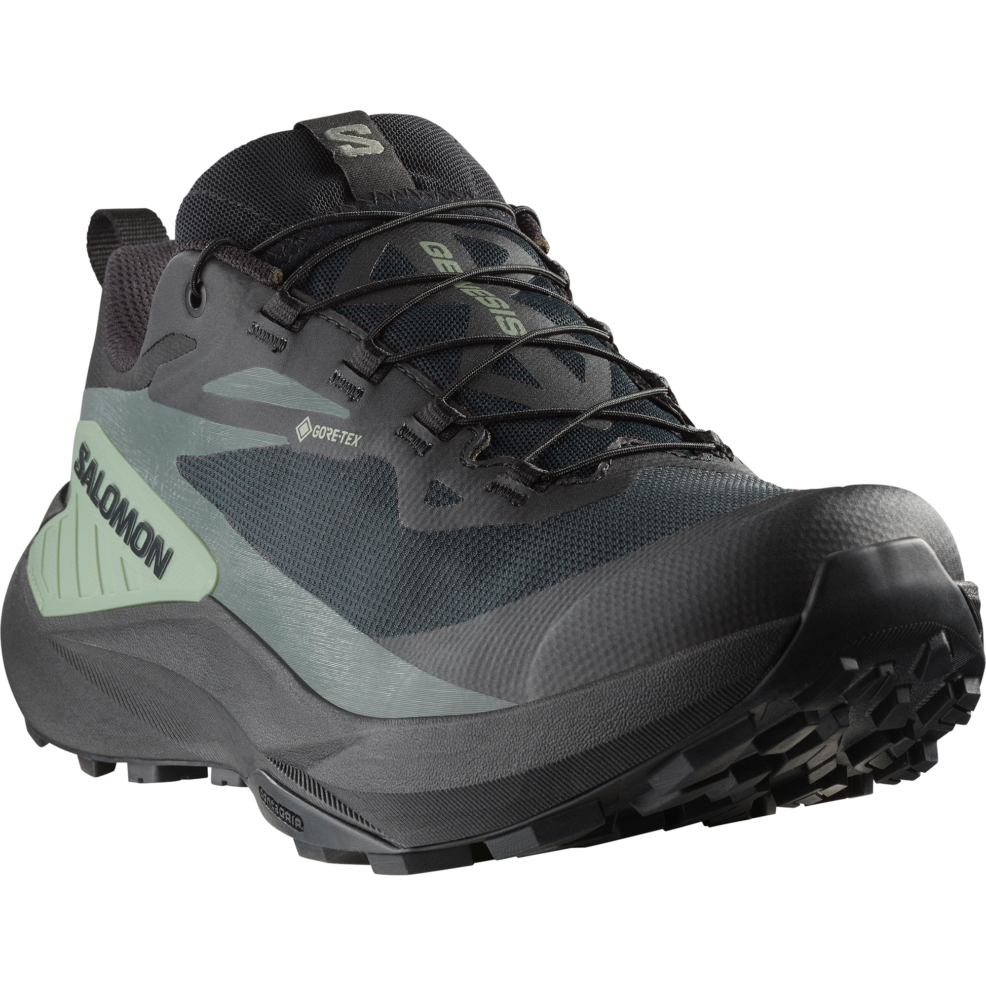 Salomon Genesis GORE-TEX Men product view 4 — Black / Agave Green / Urban Chic
