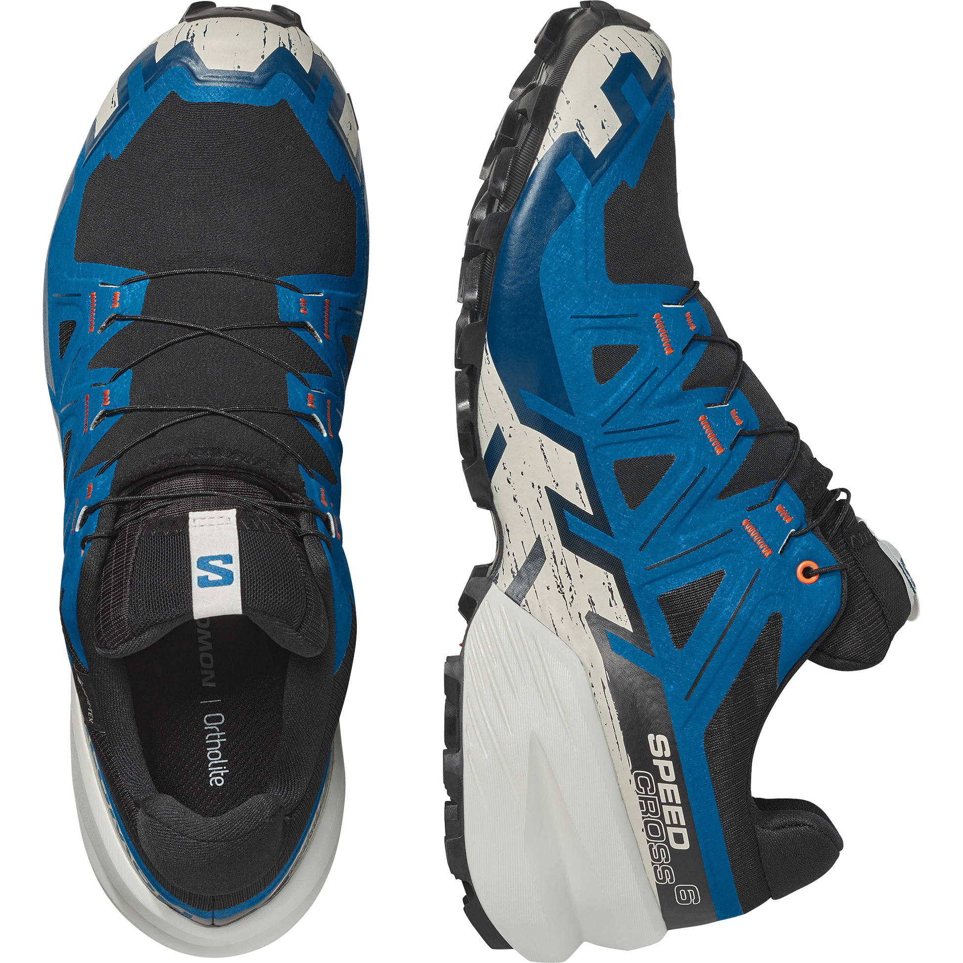 Salomon Speedcross 6 GORE-TEX Men product view 2 — Black / Mykonos Blue / Vanilla Ice
