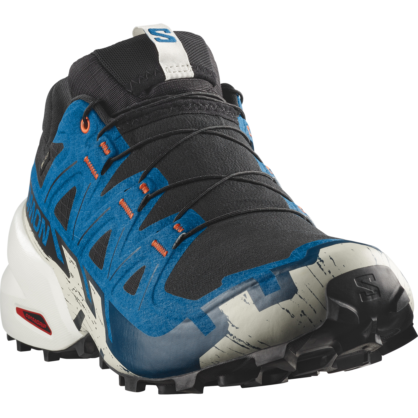 Salomon Speedcross 6 GORE-TEX Men product view 4 — Black / Mykonos Blue / Vanilla Ice