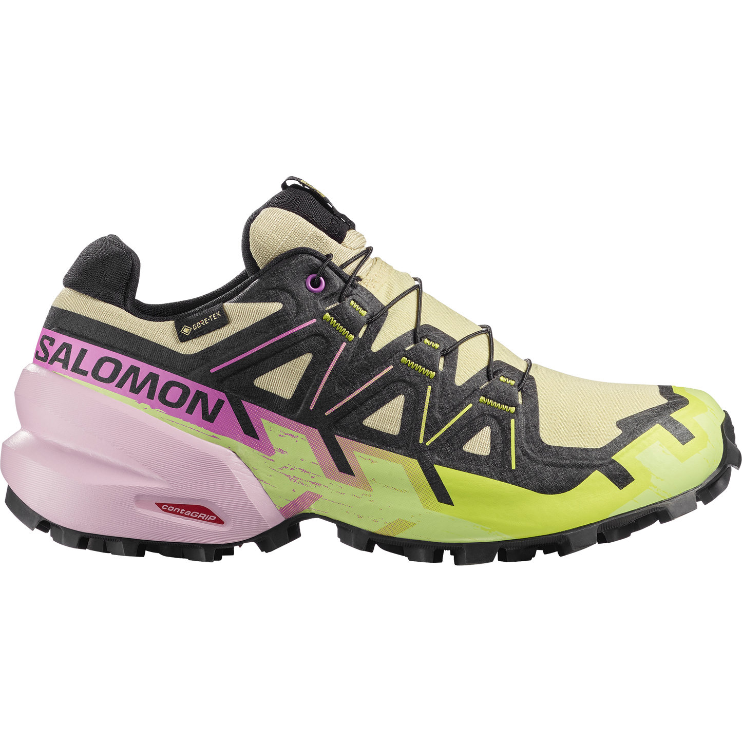 Salomon Speedcross 6 GORE-TEX Women product view 1 — Bog / Dawn Pink / Acid Lime