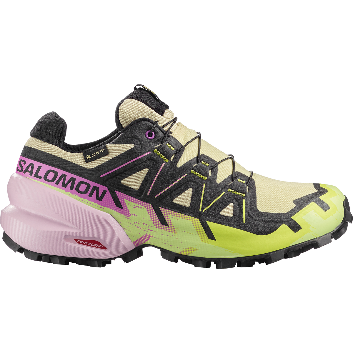 Salomon Speedcross 6 GORE-TEX Women product view 1 — Bog / Dawn Pink / Acid Lime
