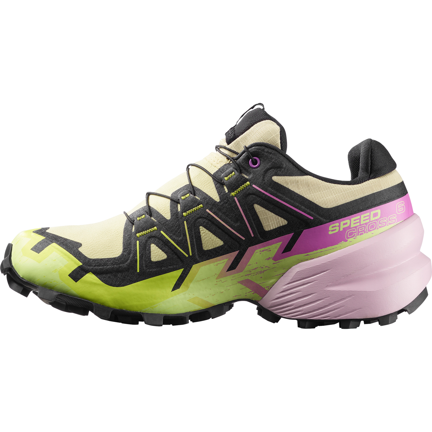 Salomon Speedcross 6 GORE-TEX Women product view 3 — Bog / Dawn Pink / Acid Lime