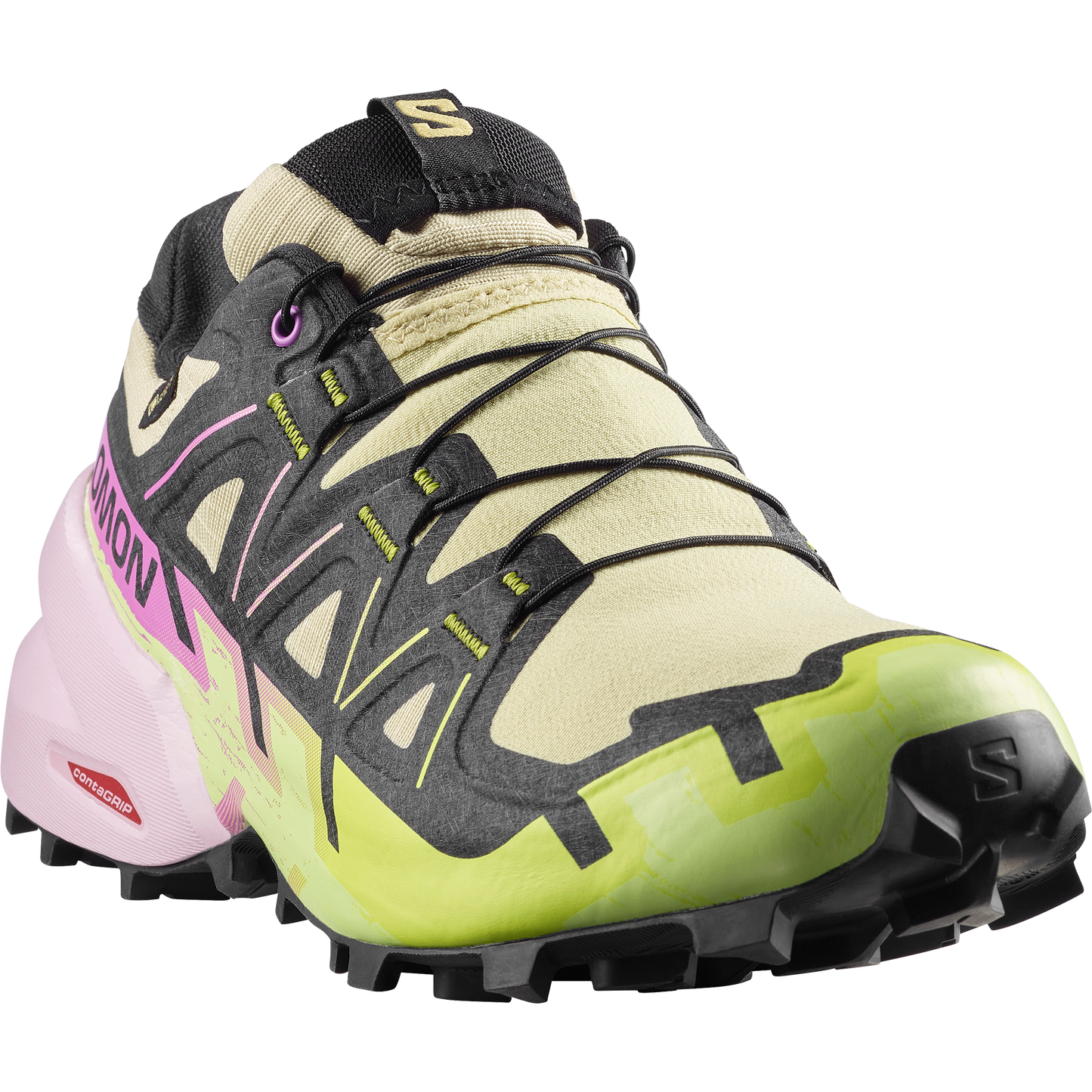 Salomon Speedcross 6 GORE-TEX Women product view 4 — Bog / Dawn Pink / Acid Lime