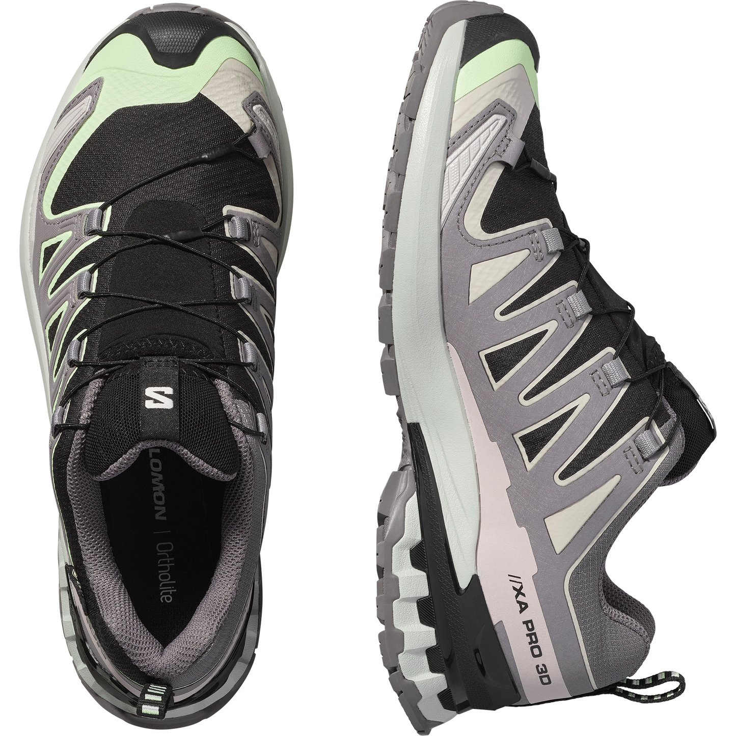 Salomon XA Pro 3D V9 GORE-TEX Women product view 2 — Black / Patina Green / Gray Violet
