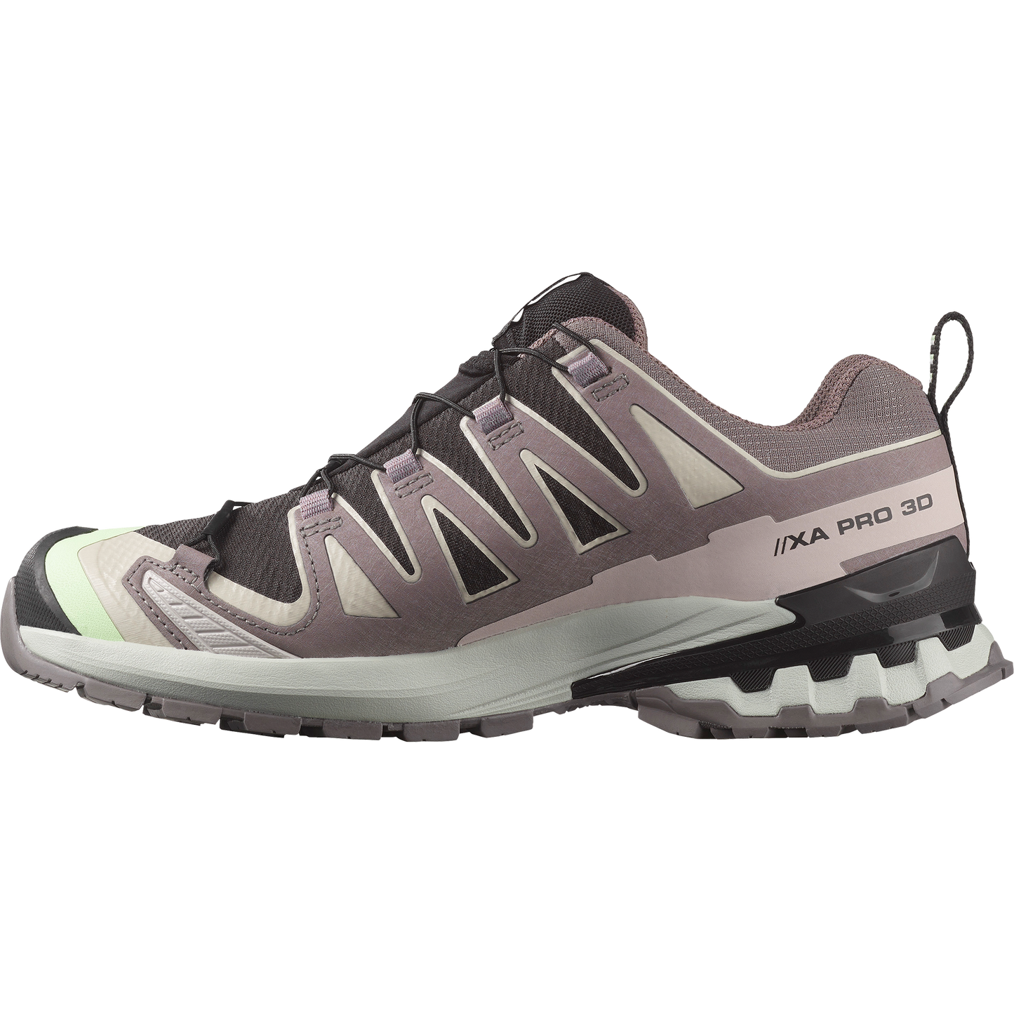 Salomon XA Pro 3D V9 GORE-TEX Women product view 3 — Black / Patina Green / Gray Violet