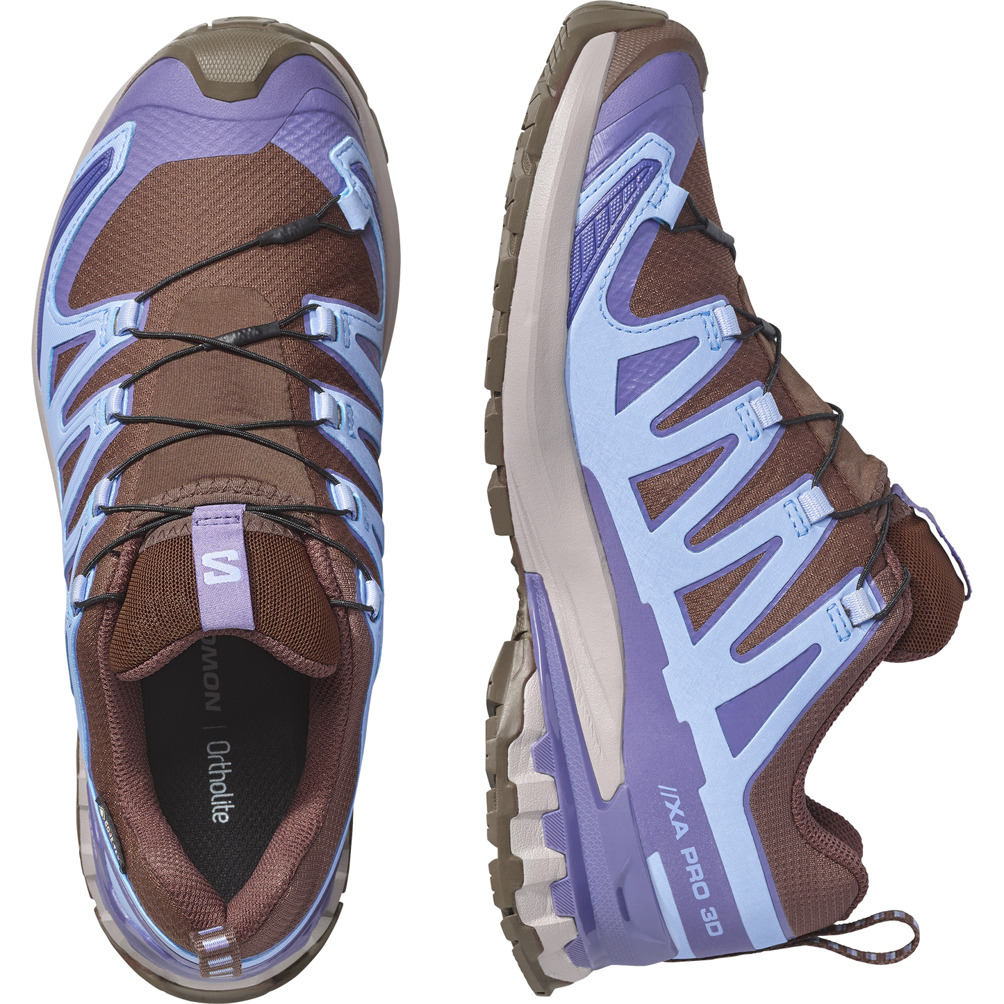 Salomon XA Pro 3D V9 GORE-TEX Women product view 2 — Dark Earth / Brunnera Blue / Heron