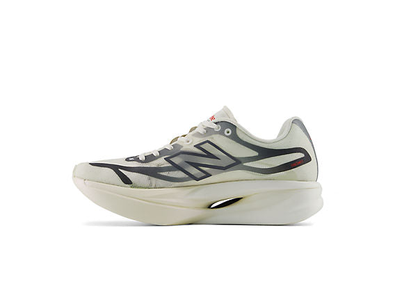 New Balance FuelCell SuperComp Elite v6 Women product view 3 — Grey Matter / Neo Flame