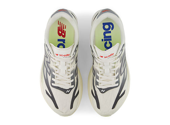 New Balance FuelCell SuperComp Elite v6 Women product view 4 — Grey Matter / Neo Flame